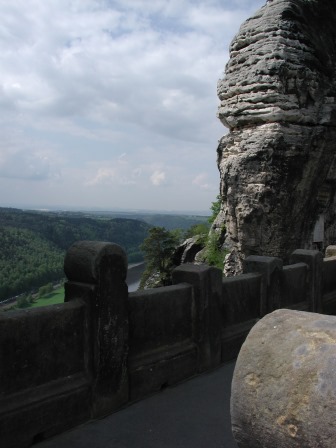 Looking down the Elbe River valley from the Bastei bridge